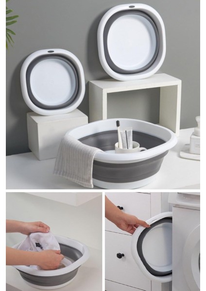 Kapısı Katlanır Badya Akordiyon Silikon Leğen (10 Litre Badya)