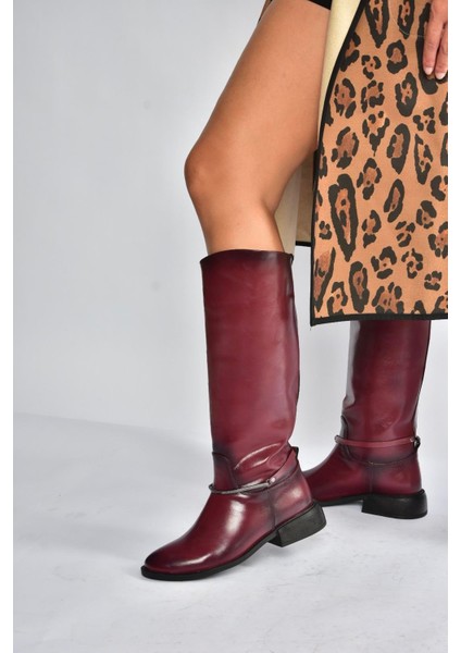 V312361060 Bordo Rustik Klasik Kadın Çizme modelleri
