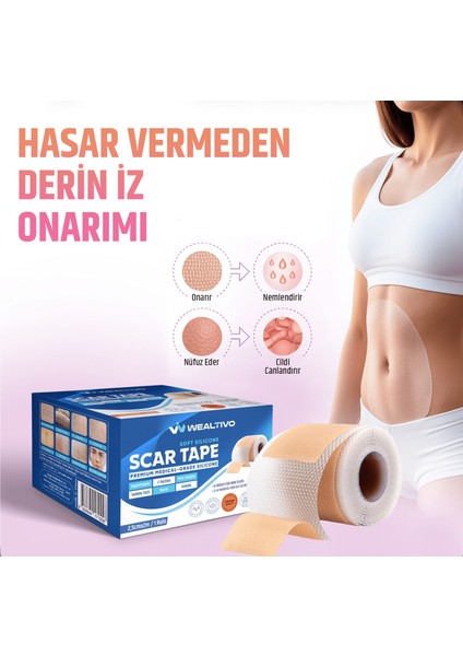 Silikon Yara Izi Bandı 2m – Premium Ameliyat/sezaryen/skar Iz Görünümü Için, Kesilebilir Medikal fiyatları