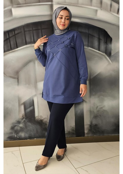 Kadın Dikme ve Taş Detaylı Tesettür Tunik modelleri