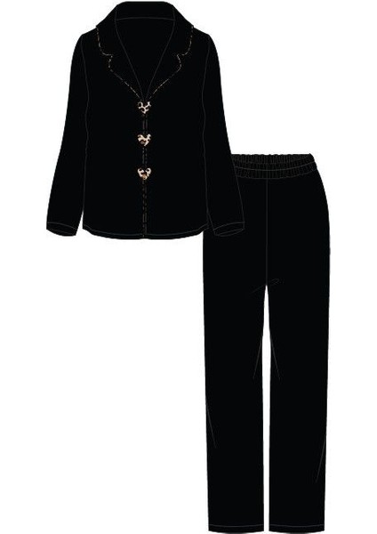 Kadın Yumuşak Dokulu Leopar Desenli Fiyonklu Uzun Kollu Gömlek Yaka Pijama Takımı fiyatları