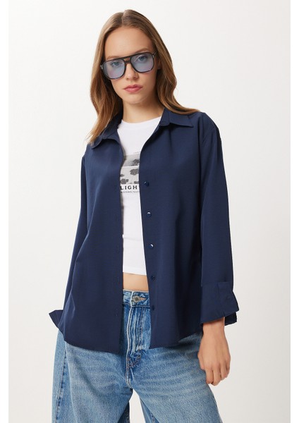 Basic Dokuma Gömlek LUB0299 Lacivert