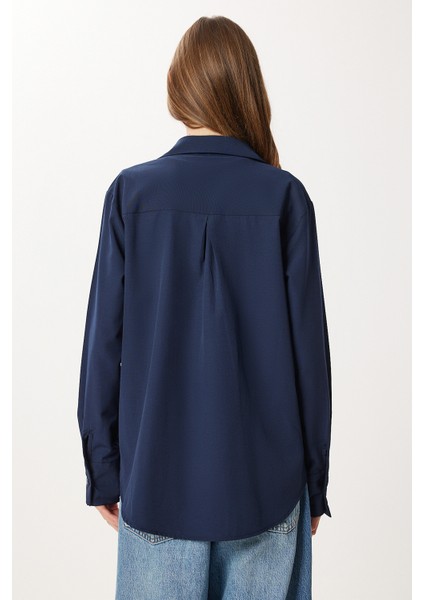 Basic Dokuma Gömlek LUB0299 Lacivert fırsatları