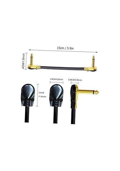 3 Adet Etki Çizgisi Gitar Yama Kabloları Renkli Gitar Kablosu Profesyonel Çoklu Paket Enstrüman Yama Kablosu Düz Yama Kablosu Gitar Efekt Kabloları Pvc Golden fiyatları