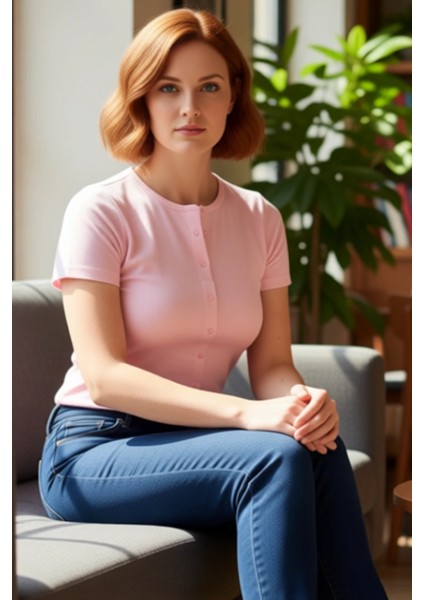 Kadın Düğmeli Bisiklet Yaka Örme Bodycone Üst Kaliteli Şık Rahat Modern Zarif Günlük