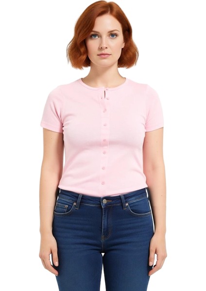 Kadın Düğmeli Bisiklet Yaka Örme Bodycone Üst Kaliteli Şık Rahat Modern Zarif Günlük fiyatları