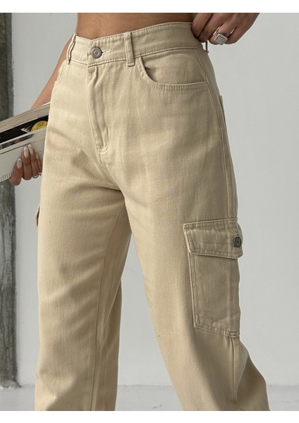 Kadın Paça Lastik Kargo Cep Keten Mom Pantolon fırsatları
