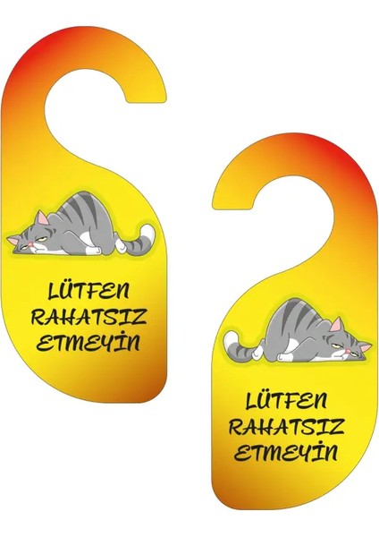 Lütfen Rahatsız Etmeyin. Kedili Tasarım Kapı Askısı Kapı Uyarı Levhası fiyatları