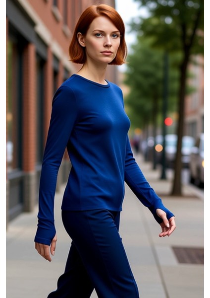 Kadın Antrasit Viskon Çizgili Fitted Uzun Kollu Basic Bluz Cool & Comfort Persona Ile Günlük