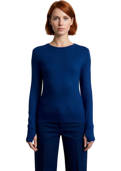 Kadın Antrasit Viskon Çizgili Fitted Uzun Kollu Basic Bluz Cool & Comfort Persona Ile Günlük modelleri