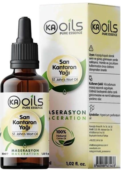 Kaoils Sarı Kantaron Yağı 30 ml | Zeytinyağında Masere Edilmiş | St. John’s Wort Infused Oil | Cilt Onarıcı & Yatıştırıcı Bakım |%100 Doğal Bitkisel Yağ – Katkısız & Geleneksel Üretim