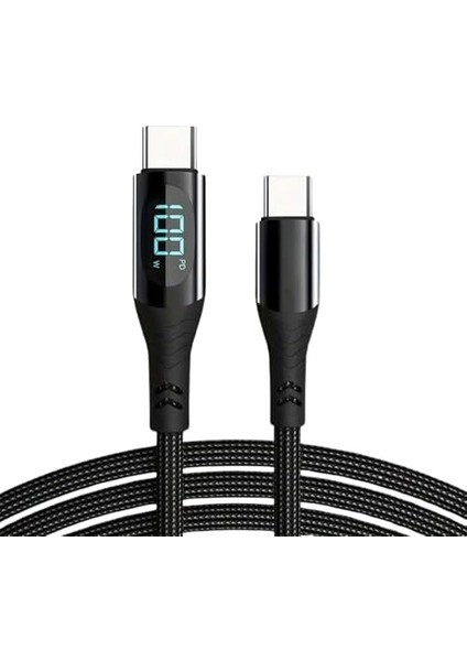 100W Type-C Dijital Göstergeli Şarj ve Veri Kablosu, Örgülü, 1.2 Metre, Siyah fiyatları