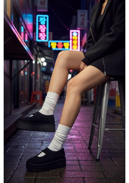 Bea Mary Premium Baretli Siyah Süet Bot