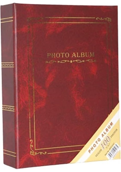 13X18CM 100 Fotoğraf Kapasiteli Ciltbezli Lüks Fotoğraf Albümü (Bordo)