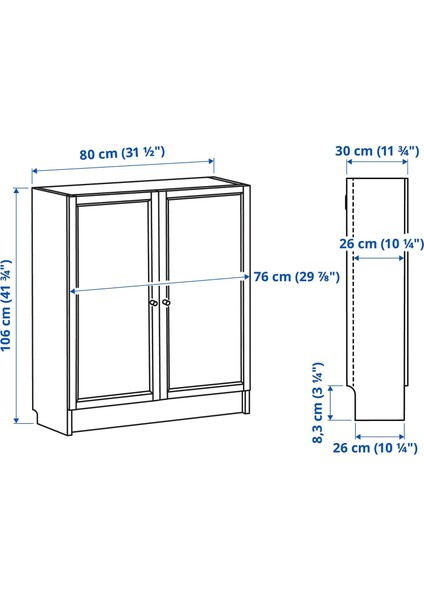 Bılly Kapaklı Kitaplık Siyah Meşe Görünümlü 80 x 30 x 106 cm fiyatları