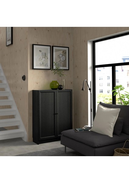 Bılly Kapaklı Kitaplık Siyah Meşe Görünümlü 80 x 30 x 106 cm fırsatları