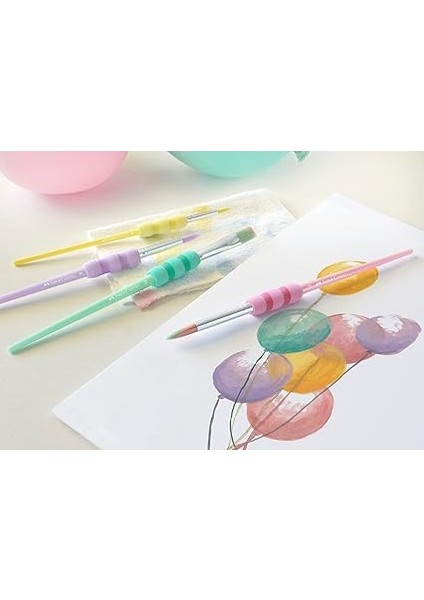 Yumuşak Dokulu Fırça Pastel Seti, 4’lü, Kaymaz Tutma Yeri, Ergonomik Kavrama, Ince ve Kalın Uçlu Boyama Fırçaları indirimleri