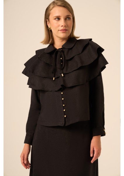 Bayan Süet Fırfırlı Takım Siyah 31247 modelleri