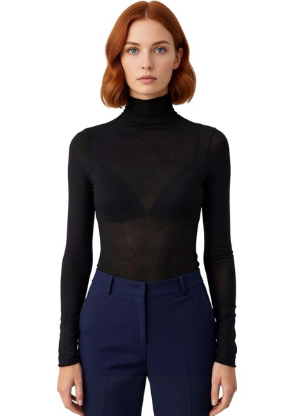 Kadın Uzun Kollu Dik Yaka Esnek Örme Üst Günlük Şıklık ve Konfor Kaliteli Şık Rahat modelleri