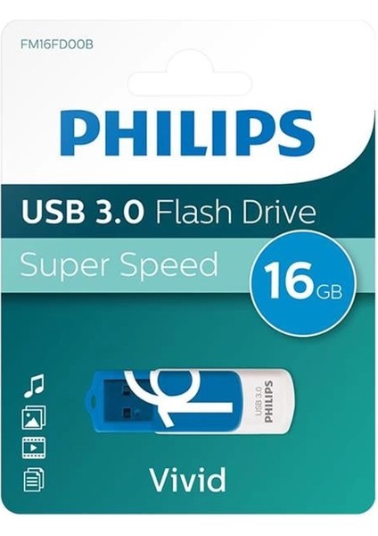 Vivid Serisi 16GB USB 3.0 Super Speed Flash Bellek (FM16FD00B/00)