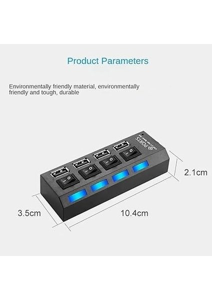 Wlue USB 3.0 Çoklayıcı Hub, 4 Port, Anahtarlı ve LED Işıklı, 50 cm Kablo modelleri