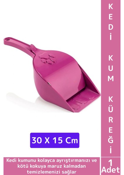 Evcil Hayvan Pet Kum Tuvalet Ayırıcı Dayanıklı Hijyenik Kapaklı Kedi Kumu Tuvalet Küreği 30 x 15 cm