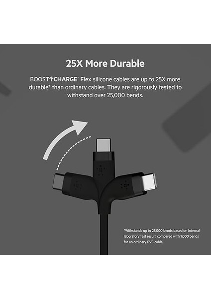 Boostcharge Flex Silikon USB Tip C - A Kablosu (2m/6,6ft), USB Usb-If Sertifikalı Usb-C Şarj Kablosu - Siyah modelleri