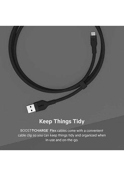Boostcharge Flex Silikon USB Tip C - A Kablosu (2m/6,6ft), USB Usb-If Sertifikalı Usb-C Şarj Kablosu - Siyah indirimleri