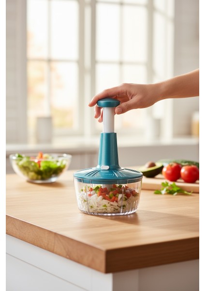 3 Bıçaklı Solingen Paslanmaz Çelik Bıçaklı Basmalı El Rondosu Bas Kes Manuel Sebze Doğrayıcı