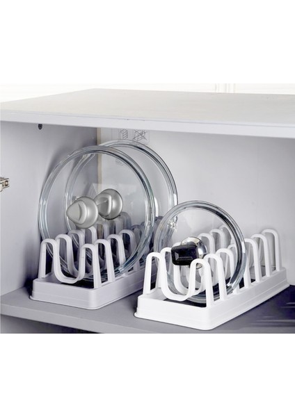 2 Adet 8 Bölmeli Tencere Kapak Rafı - Simple Tabaklık - Kapak Organizeri fırsatları