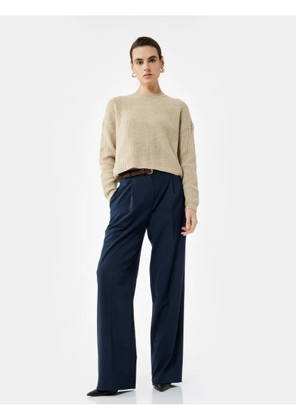 Bisiklet Yaka Triko Kadın Basic Kazak 6WAK90025HT