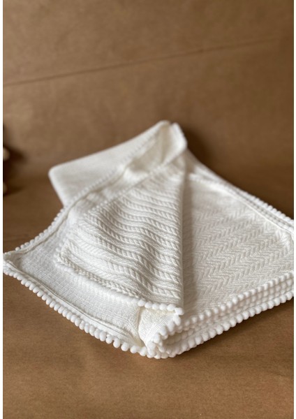 Triko Örgü Desen Bebek Pikesi Organik Pamuk Bebek Battaniyesi Ekru 100X120 cm modelleri
