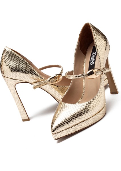 Kadın Yüksek Topuklu Yılan Desenli Tokalı Platform 6000 modelleri