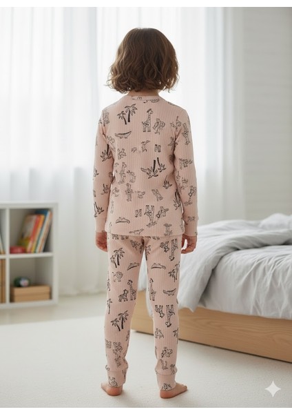 Yeni Sezon Kız Erkek Çocuk Fitilli Pamuk Pijama Takımı modelleri