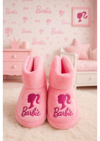 Bebek & Çocuk Kaydırmaz Eva Tabanlı Ev Botu / Panduf / Kışlık Peluş Bot / Pembe Desenli