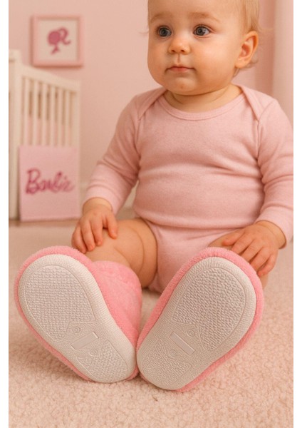 Bebek & Çocuk Kaydırmaz Eva Tabanlı Ev Botu / Panduf / Kışlık Peluş Bot / Pembe Desenli modelleri