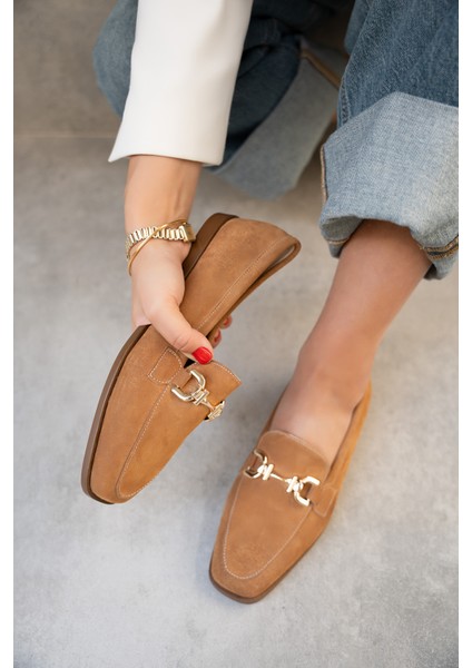 Aloha Taba Süet Gold Detaylı Loafer fiyatları