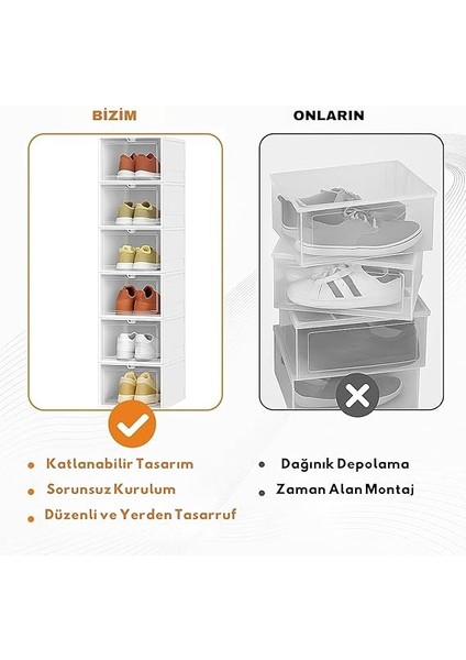 Team Katlanabilir Ayakkabı Düzenleyici, Saklama ve Istfileme Icın Pratik Ayakkabı Organizeri, Montajsız Şeffaf Kapalı Ayakkabı Raf Dolabı, Plastik Ayakkabı Rafı Kutusu (6 Kat) modelleri
