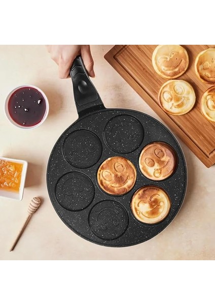 Granit Kaplama Yanmaz Yapışmaz Döküm Gülenyüz Pankek Krep Tavası, Gülenyüz Pankek Tavası 27CM