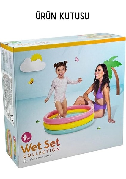 Yumuşak Tabanlı Renkli 3 Boğumlu Baby Pool Çocuk Bebek HAVUZU,114X25 cm ve Pompa+Yama Set, Pompa ve Yama Hediyelidir, Çocuklar Için Aktivite Aile indirimleri