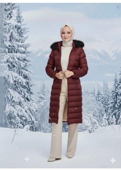 Kadın Genç Spor Büyük Beden Içi Tamemen Kürklü Şişme Mont