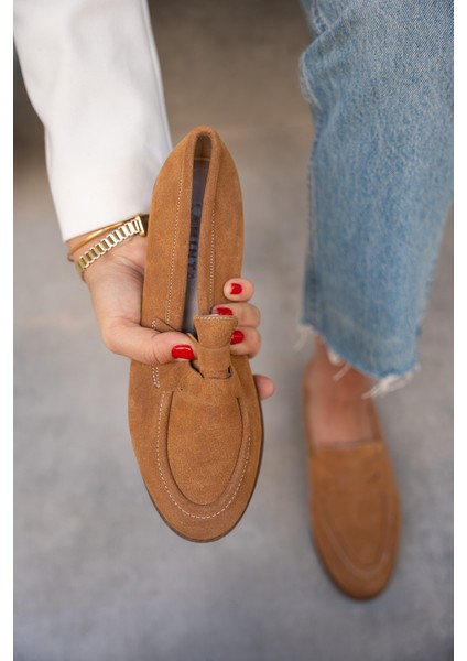 Desna Taba Süet Düz Taban Ayakkabı modelleri