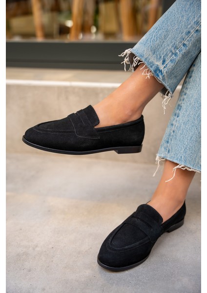 Desna Siyah Süet Düz Taban Ayakkabı fiyatları