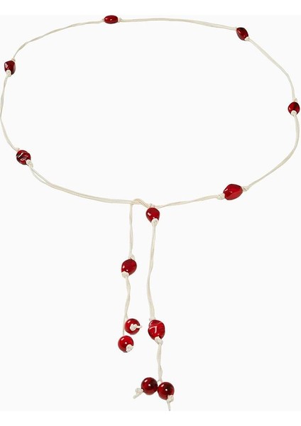 Boho Boncuk Örgülü Kemer Bej fiyatları