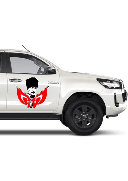 Atatürk - Çift Bayraklı Atatürk - Mustafa Kemal Atatürk Sticker - Araba Oto Motosiklet Sticker 00139 fırsatları