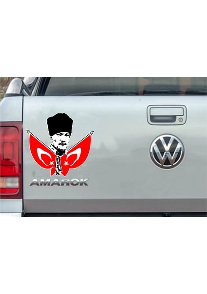 Atatürk - Çift Bayraklı Atatürk - Mustafa Kemal Atatürk Sticker - Araba Oto Motosiklet Sticker 00139 indirimleri