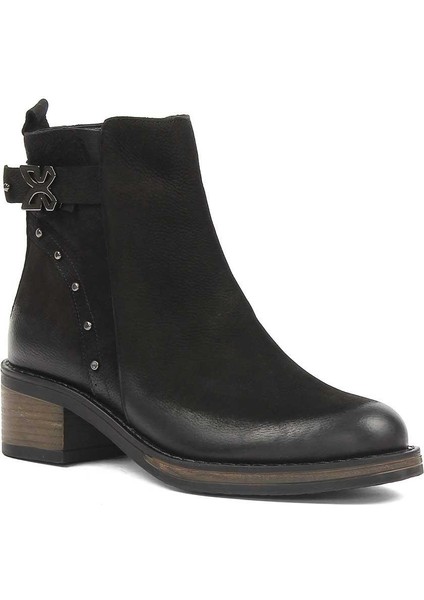 Kadın Siyah Fermuarlı Nubuk Deri Bot fiyatları