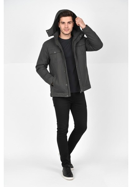 Erkek Kapüşonlu Kanvas Spor Mont M2635 BGL-ST04916
