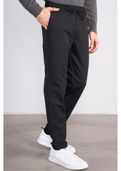 14 Siyah Erkek Duble Fast Jogger Poliviskon Pantolon modelleri