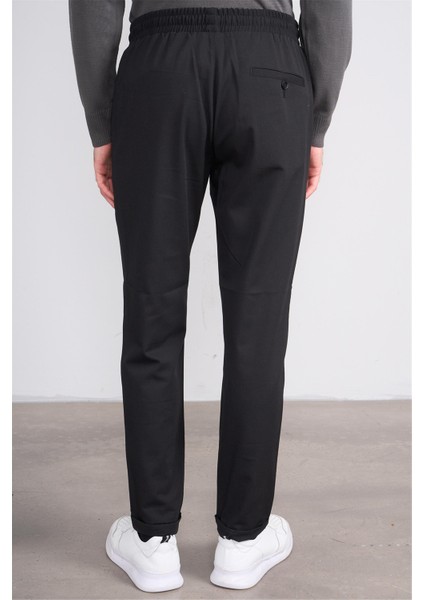 14 Siyah Erkek Duble Fast Jogger Poliviskon Pantolon